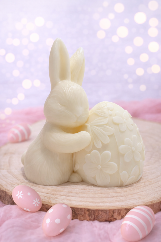 Vela coelho com ovo florido